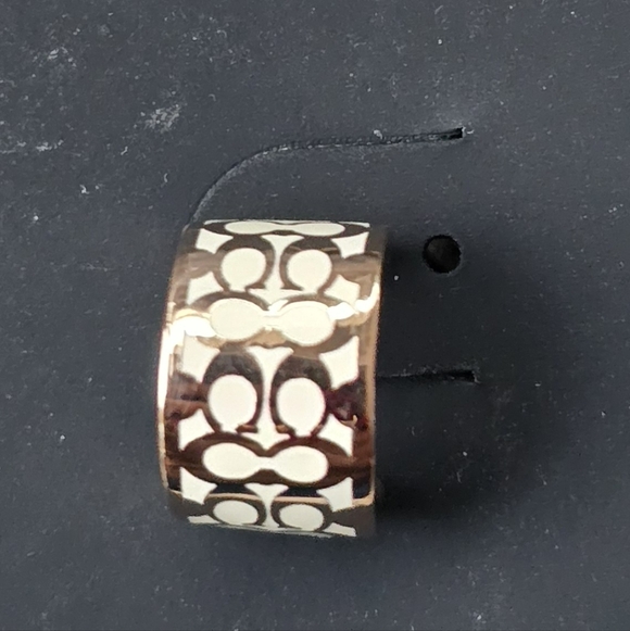 Coach Rose Gold Signature Enamel Huggie Earrings - Picture 2 of 4